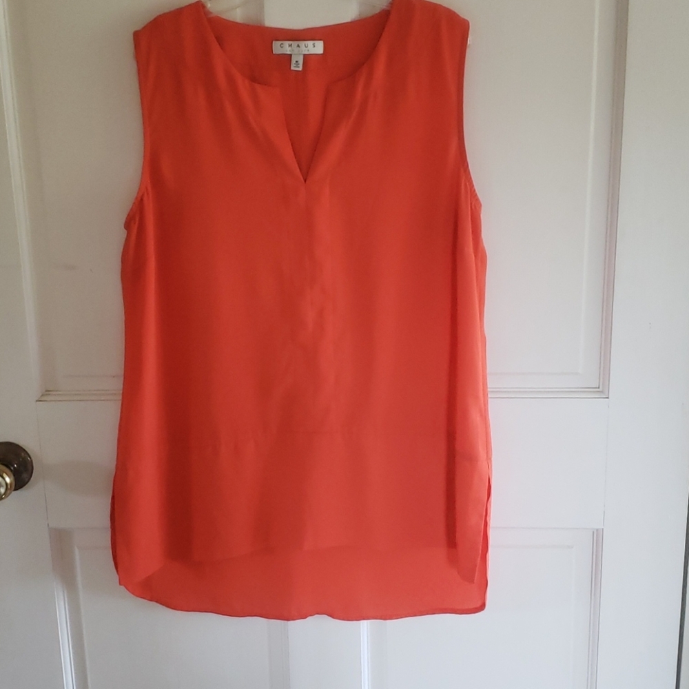 Orange v neck tunic by Chaus sz M